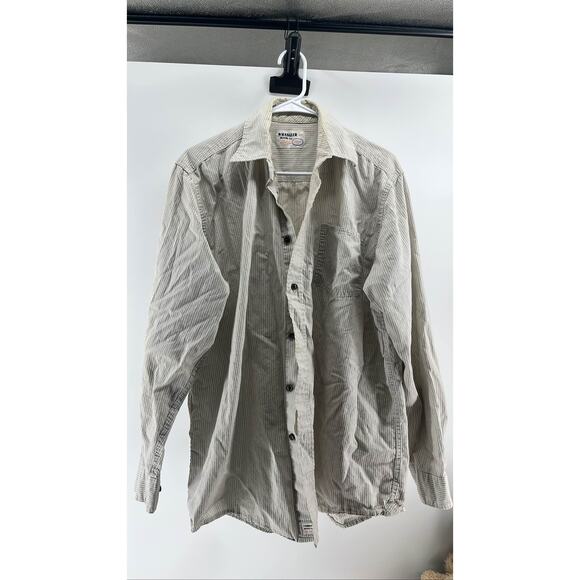 Wrangler Men's Large Gray Pinstripe Long Sleeve Shirt - Picture 1 of 4